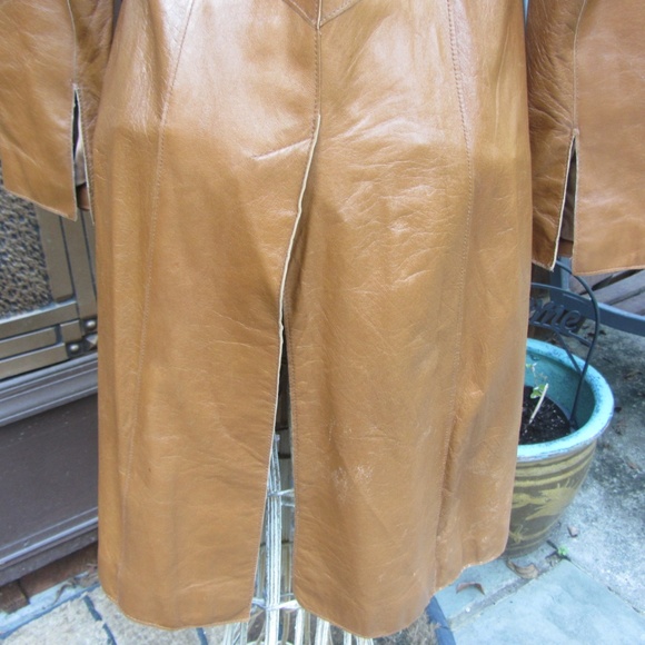 JOHN CARLISLE TAN LEATHER 3/4 LENGTH JACKET XS - Picture 6 of 8